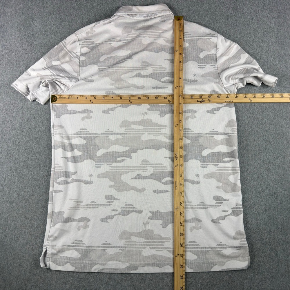 Travis Mathew Polo Shirt Large White Camo Short Sleeve Collared Golf - Picture 4 of 6